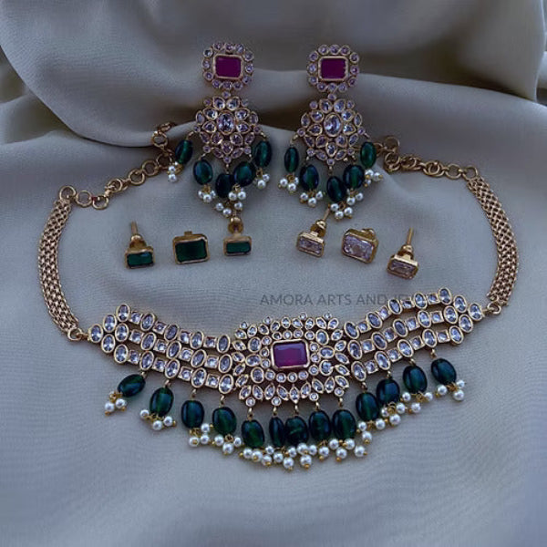 Antique High-Neck Choker - Interchangeable Stone Colour